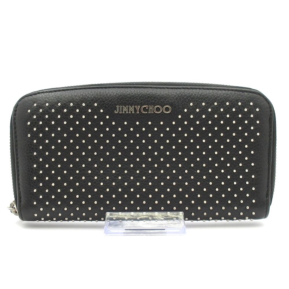 Jimmy Choo Philippa Long Wallet Black Silver Leather Hardware